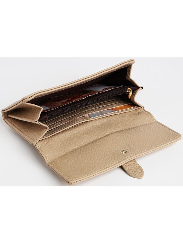 Кошелёк на кнопке, цвет бежевый