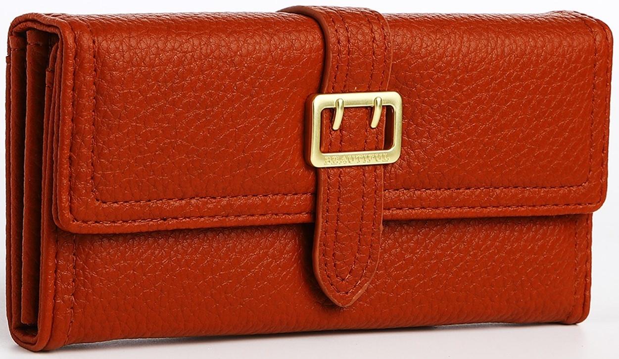 Кошелёк на кнопке, цвет рыжий