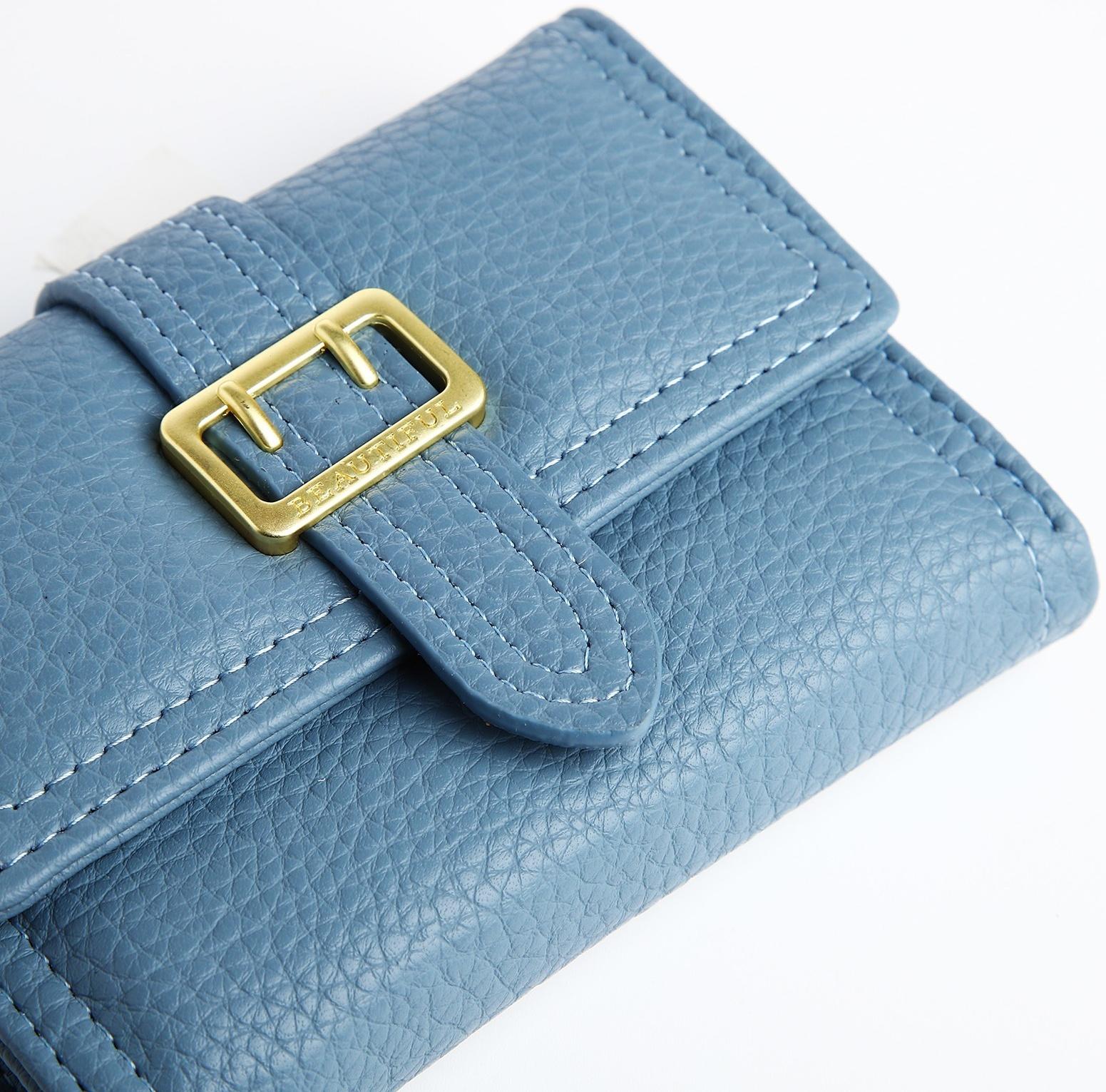 Кошелёк на кнопке, цвет голубой