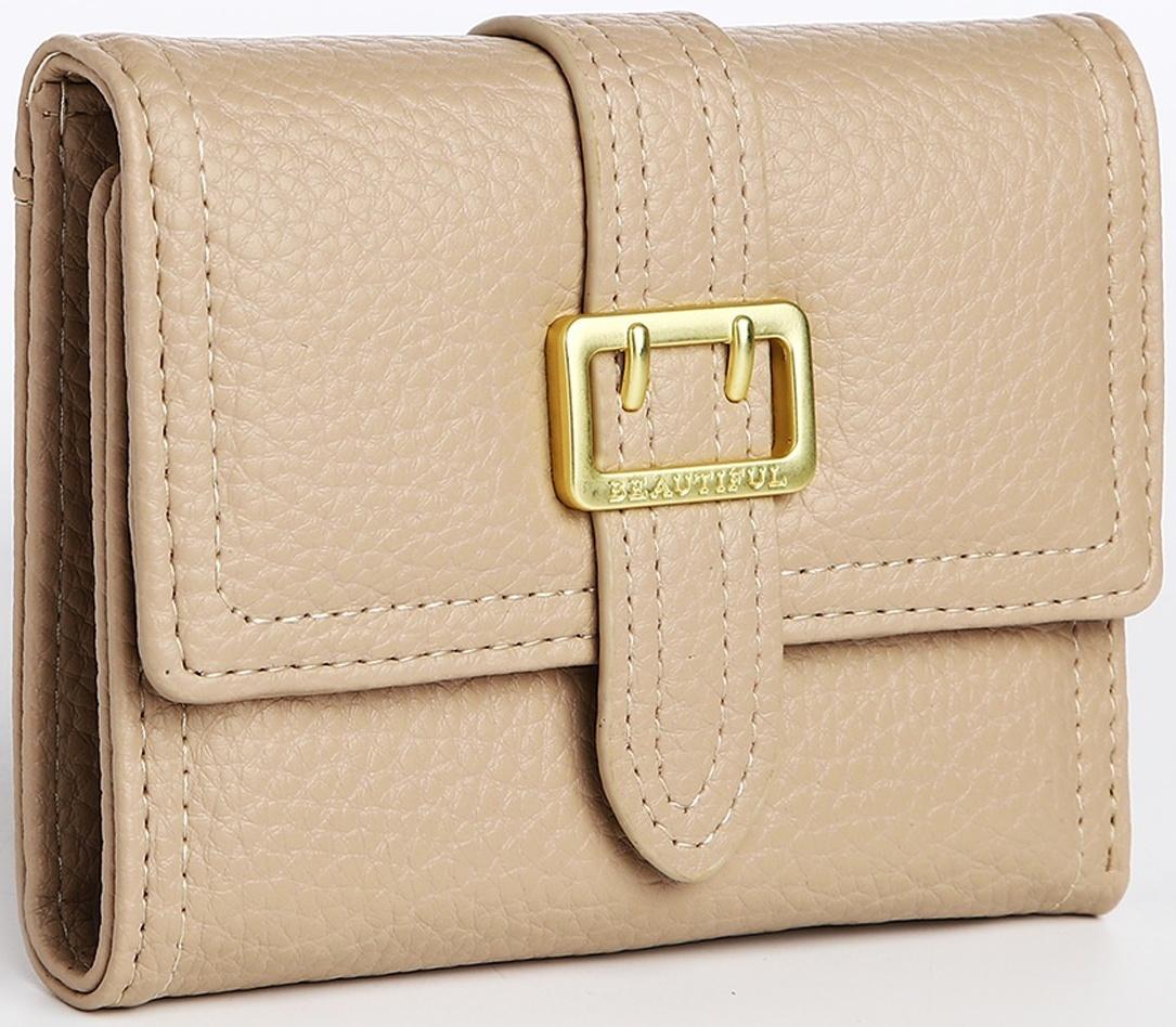 Кошелёк на кнопке, цвет бежевый