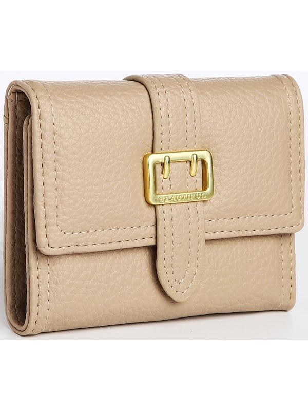 Кошелёк на кнопке, цвет бежевый