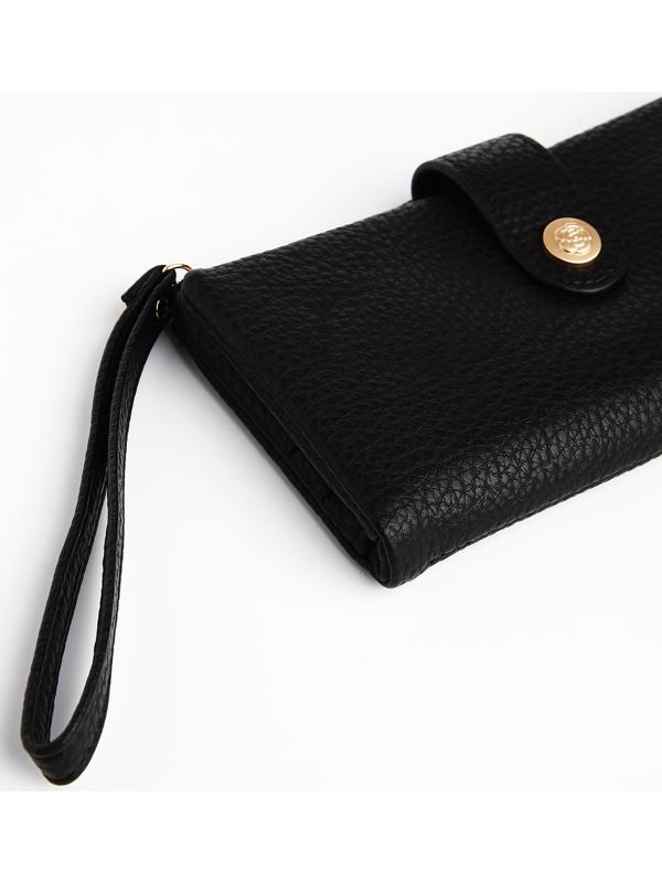 Кошелёк на кнопке, цвет чёрный