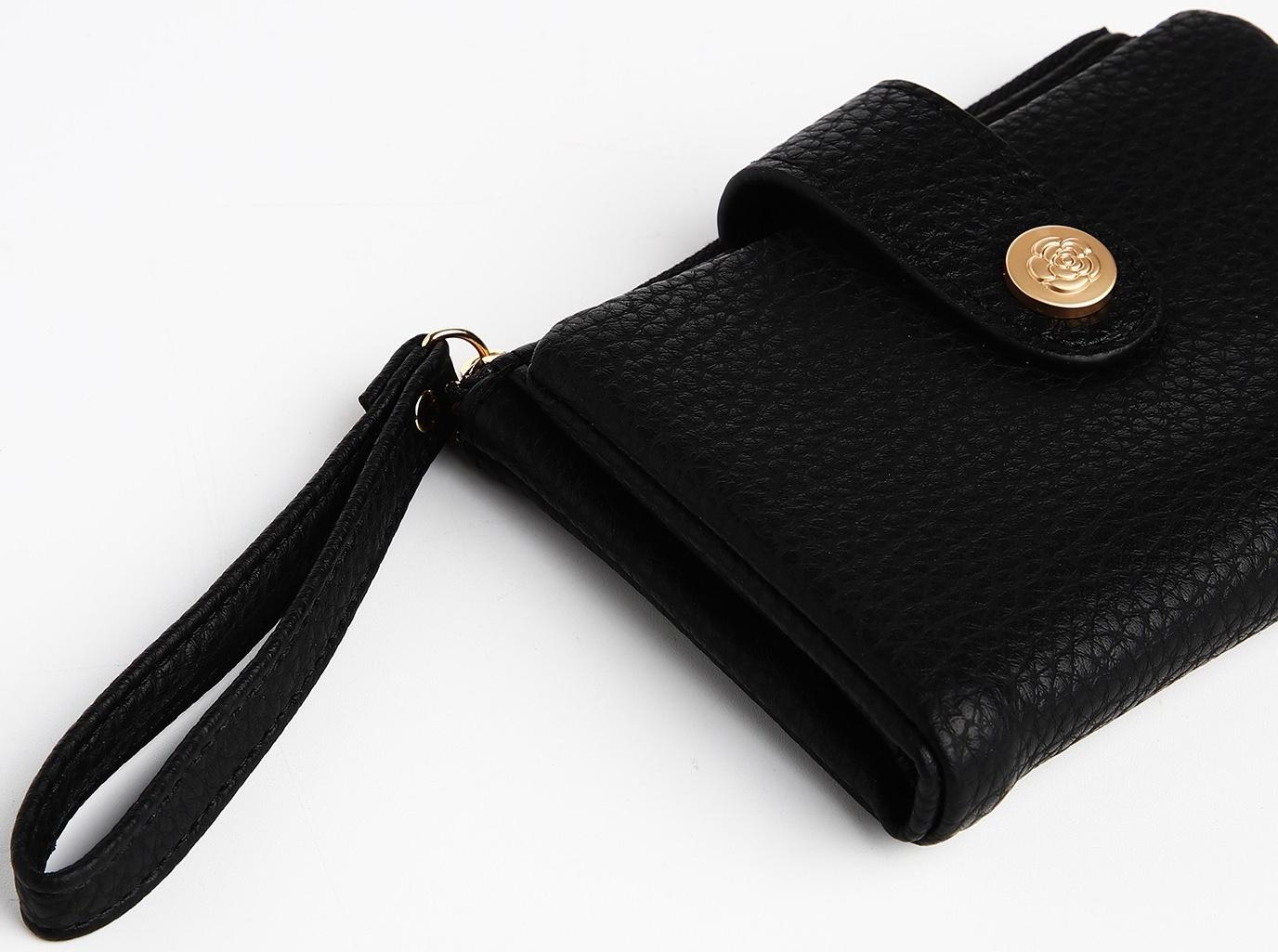 Кошелёк на кнопке, цвет чёрный