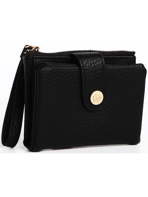 Кошелёк на кнопке, цвет чёрный