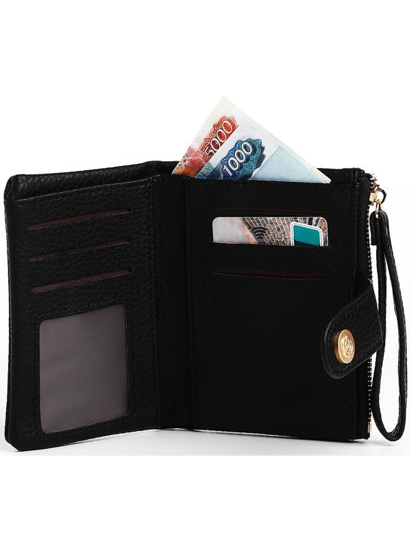 Кошелёк на кнопке, цвет чёрный