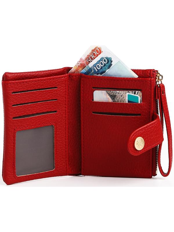 Кошелёк на кнопке, цвет красный