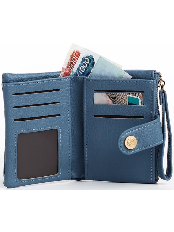 Кошелёк на кнопке, цвет голубой