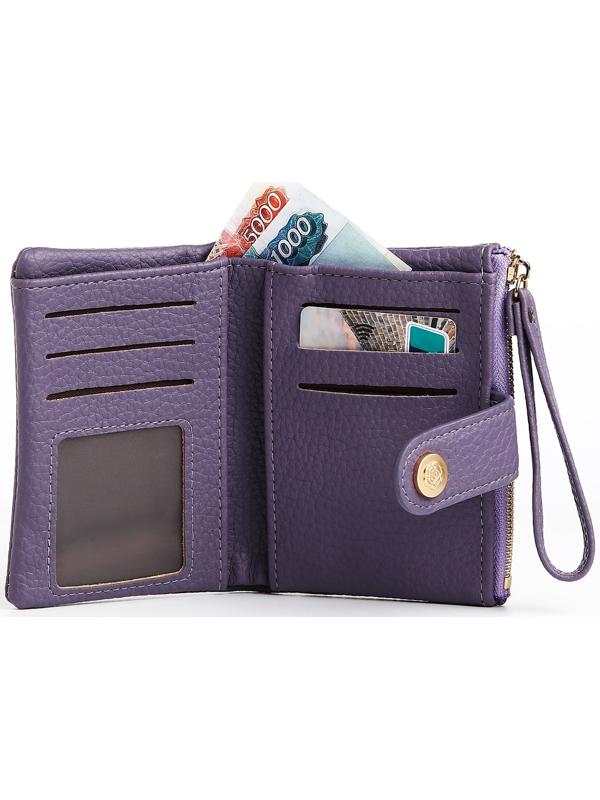 Кошелёк на кнопке, цвет фиолетовый