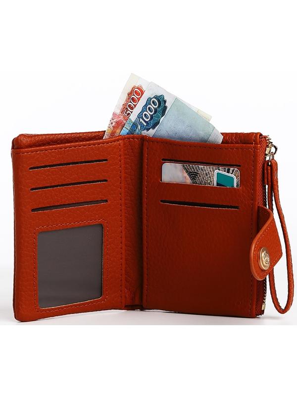 Кошелёк на кнопке, цвет рыжий