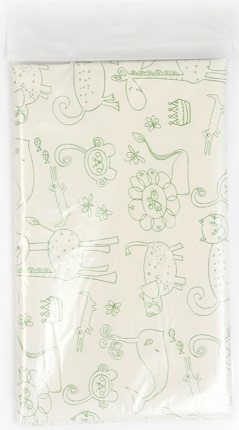 Клеенка детская «Мультики», р-р. 100х140 см., без окантовки, цвет белый/зеленый