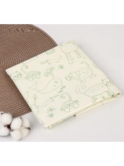 Клеенка детская «Мультики», р-р. 100х140 см., без окантовки, цвет белый/зеленый