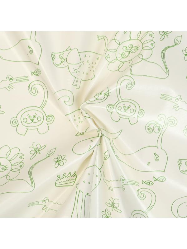 Клеенка детская «Мультики», р-р. 100х140 см., без окантовки, цвет белый/зеленый