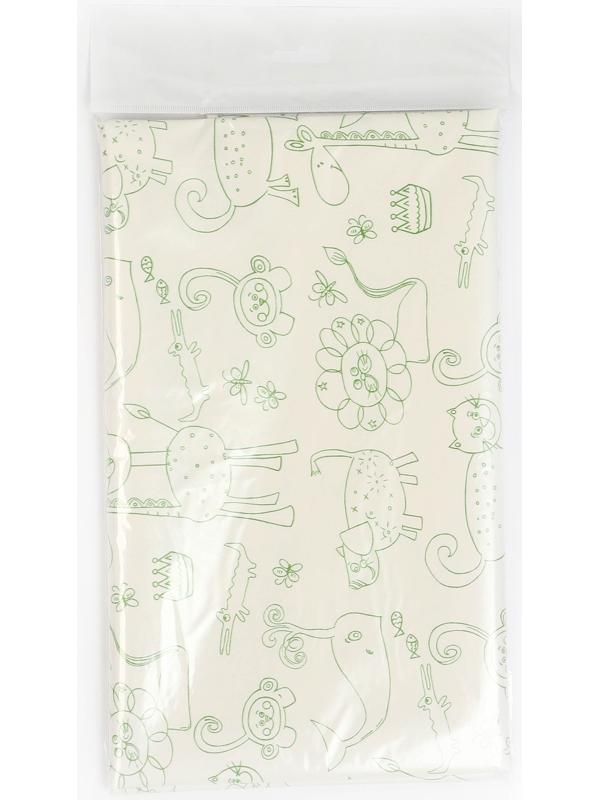 Клеенка детская «Мультики», р-р. 100х140 см., без окантовки, цвет белый/зеленый