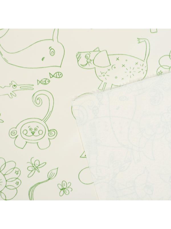 Клеенка детская «Мультики», р-р. 100х140 см., без окантовки, цвет белый/зеленый