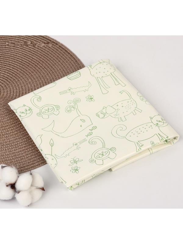 Клеенка детская «Мультики», р-р. 100х140 см., без окантовки, цвет белый/зеленый