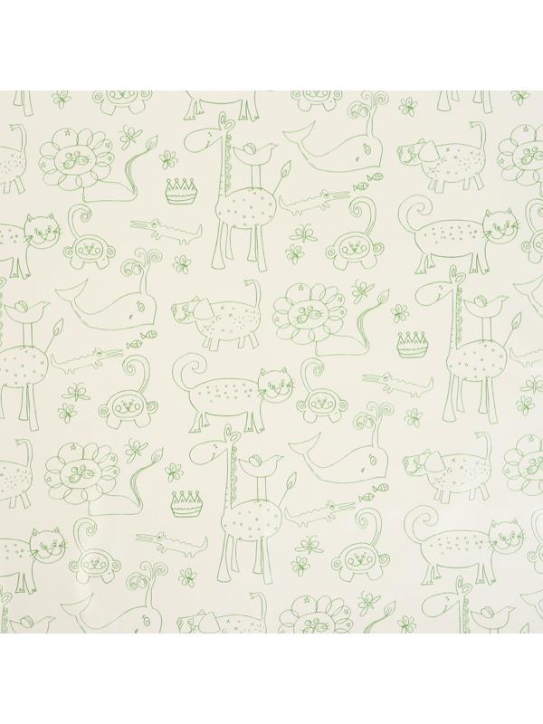 Клеенка детская «Мультики», р-р. 100х140 см., без окантовки, цвет белый/зеленый