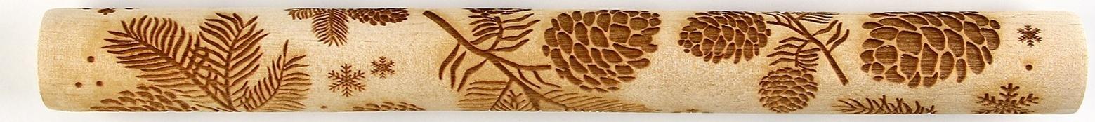 Скалка деревянная с узорами «Шишки» для выпечки, 30 см