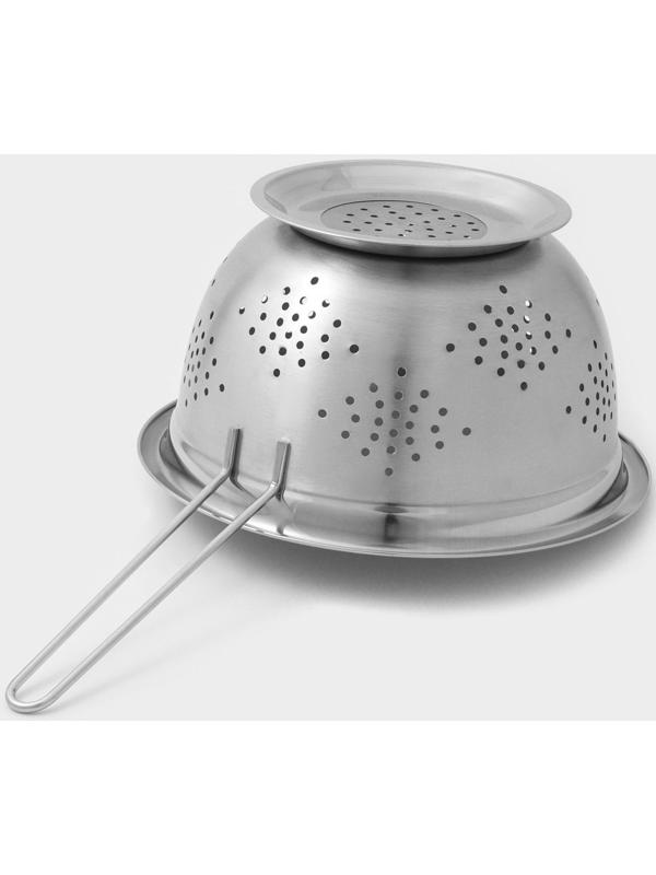 Дуршлаг из нержавеющей стали Доляна, 4,2 л, d=27 см, толщина 0,4 мм, на ножке, длинная ручка