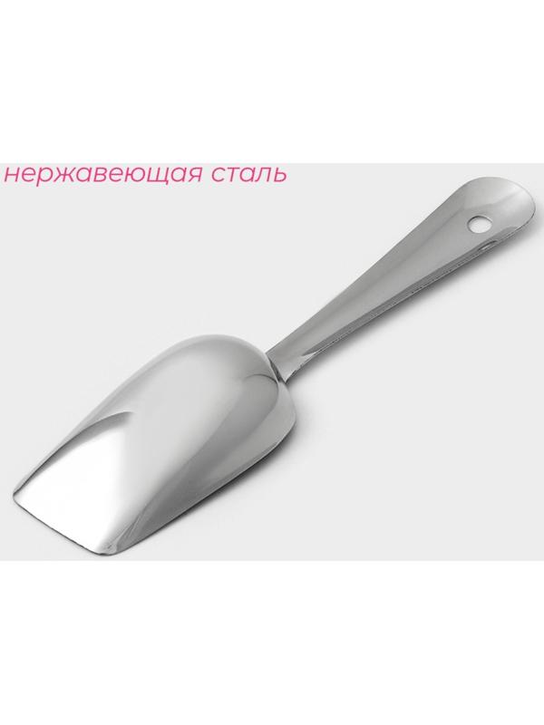 Совок для льда из нержавеющей стали Доляна, длина 22,5 см, цвет хромированный