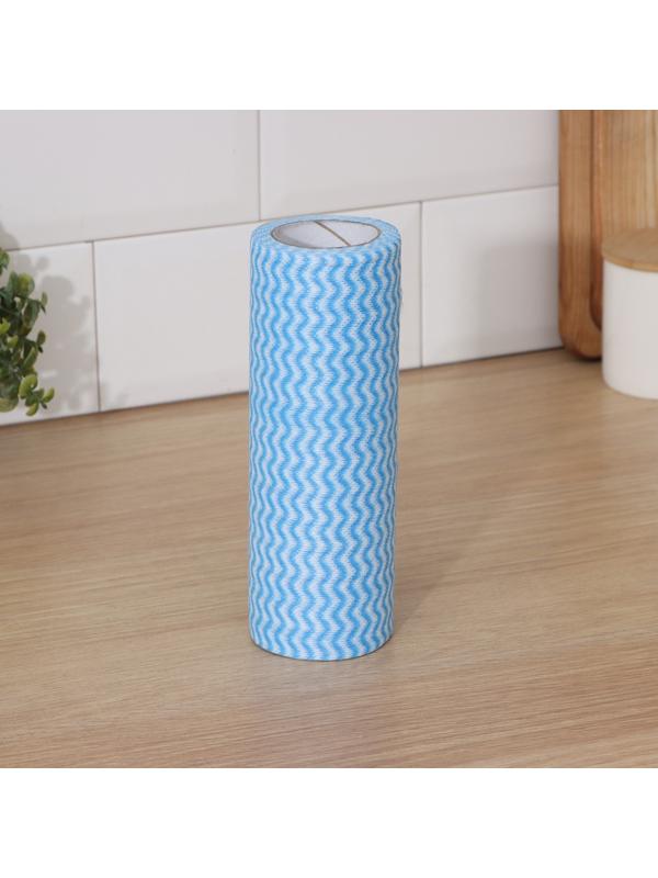 Салфетки в рулоне универсальные, вискоза+полиэстер, 40+5 шт, 20×20 см, цвет голубой