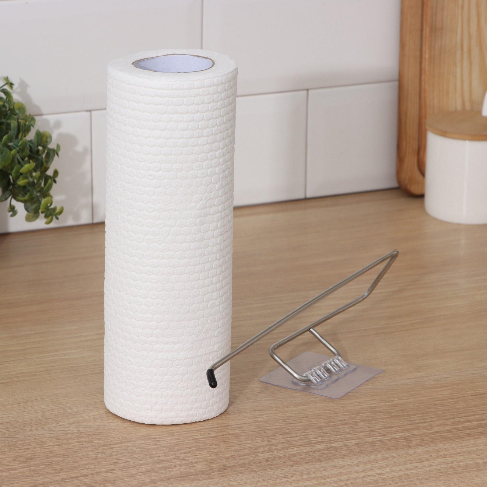 Набор: салфетки в рулоне универсальные, целюлоза+полиэстер, 50 шт, 25×25 см + держатель, цвет белый