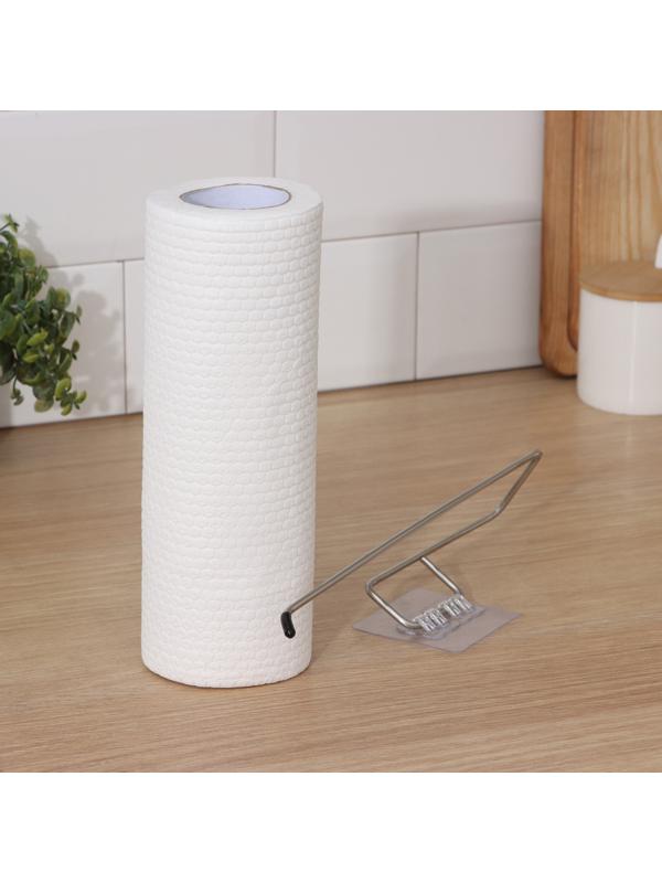 Набор: салфетки в рулоне универсальные, целюлоза+полиэстер, 50 шт, 25×25 см + держатель, цвет белый