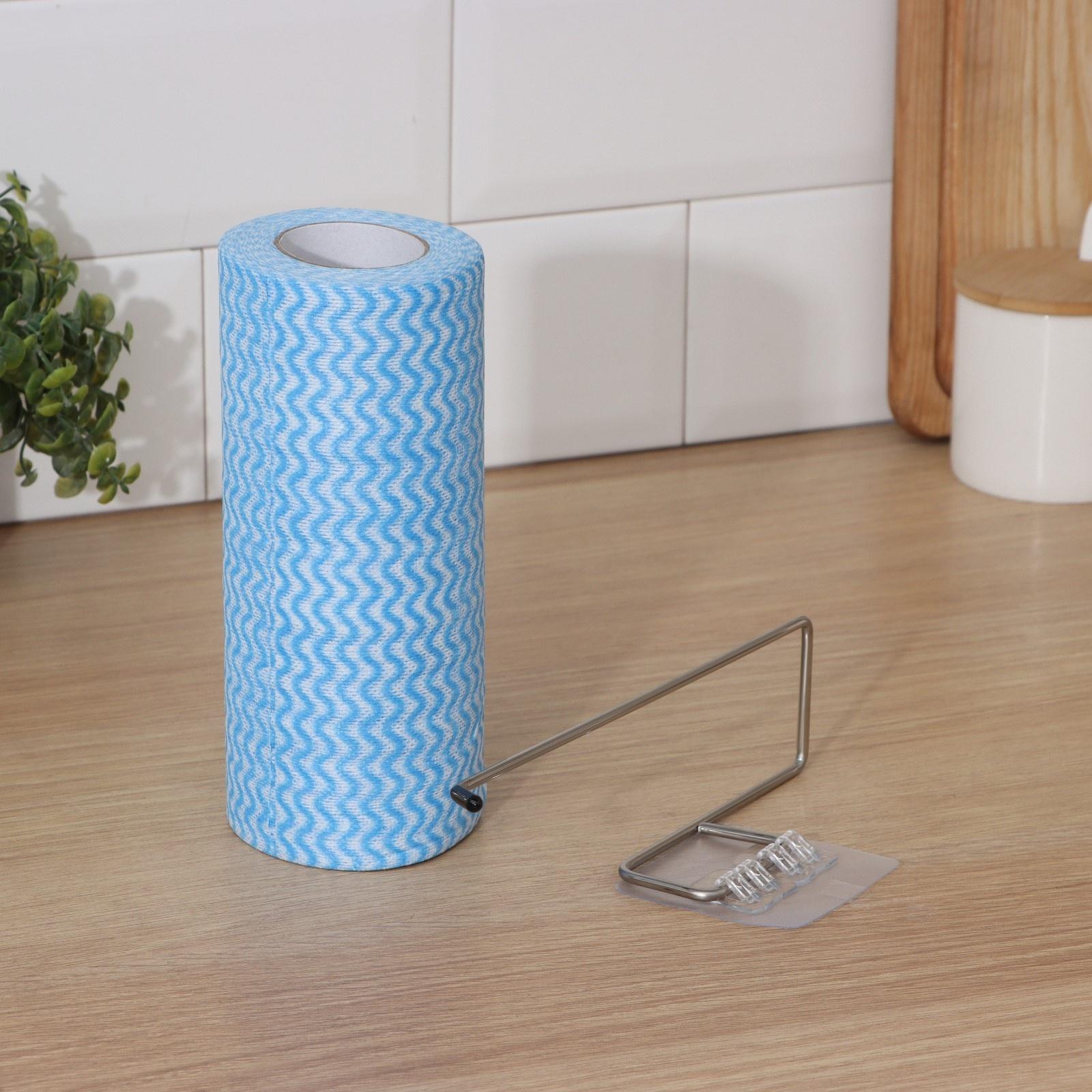 Набор: салфетки в рулоне универсальные,вискоза+полиэстер, 100 шт, 20×20 см + держатель, цвет голубой