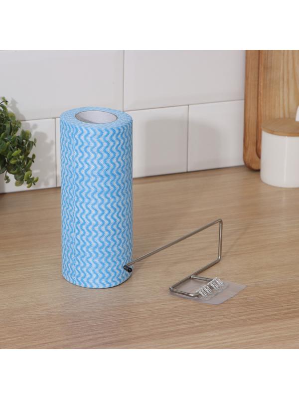 Набор: салфетки в рулоне универсальные,вискоза+полиэстер, 100 шт, 20×20 см + держатель, цвет голубой