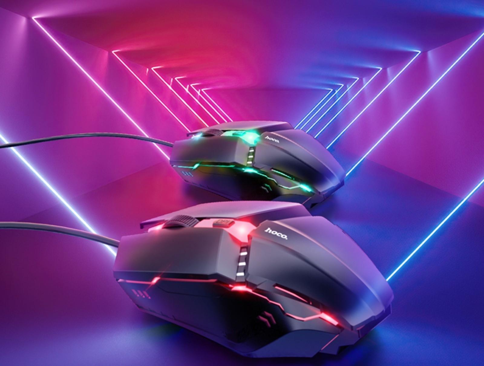 Комплект клавиатура и мышь Hoco GM18, игровой, проводной, мембранный, 1000 dpi, чёрный