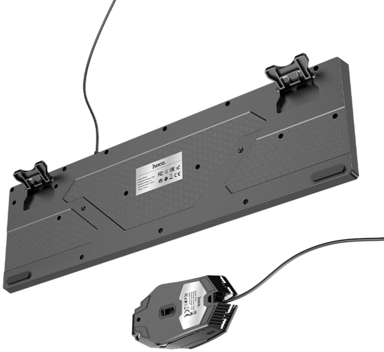 Комплект клавиатура и мышь Hoco GM18, игровой, проводной, мембранный, 1000 dpi, чёрный