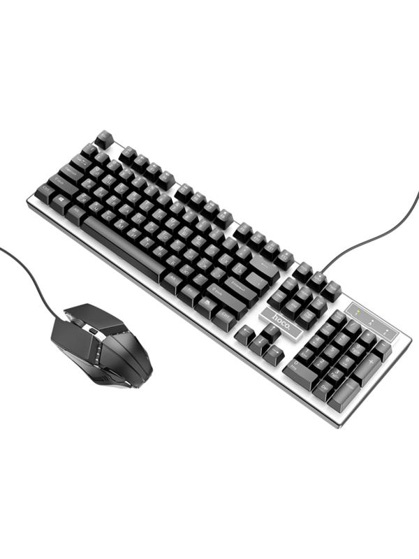 Комплект клавиатура и мышь Hoco GM18, игровой, проводной, мембранный, 1000 dpi, чёрный