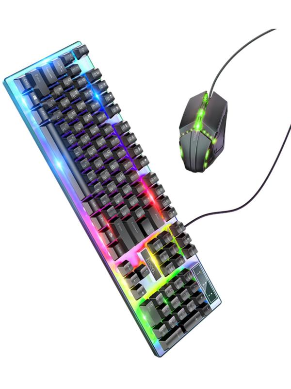 Комплект клавиатура и мышь Hoco GM18, игровой, проводной, мембранный, 1000 dpi, чёрный