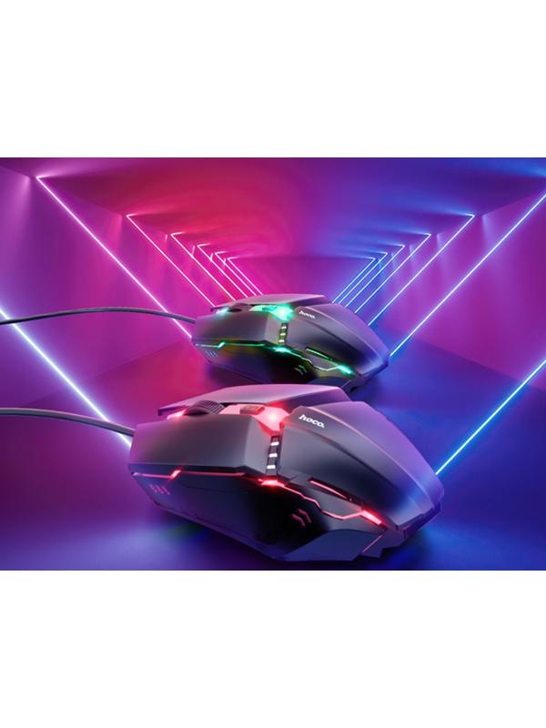 Комплект клавиатура и мышь Hoco GM18, игровой, проводной, мембранный, 1000 dpi, чёрный