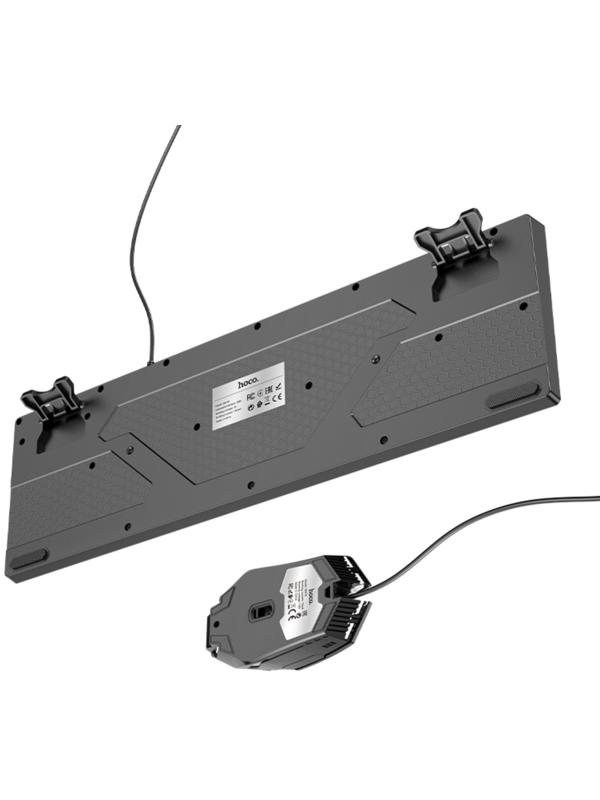 Комплект клавиатура и мышь Hoco GM18, игровой, проводной, мембранный, 1000 dpi, чёрный