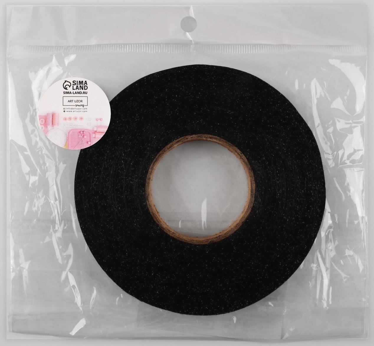 Лента клеевая нитепрошивная по долевой, 38г/кв.м, 10 мм × 50 м, цвет чёрный