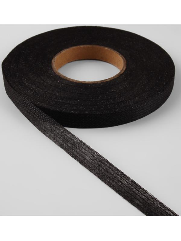 Лента клеевая нитепрошивная по долевой, 38г/кв.м, 10 мм × 50 м, цвет чёрный