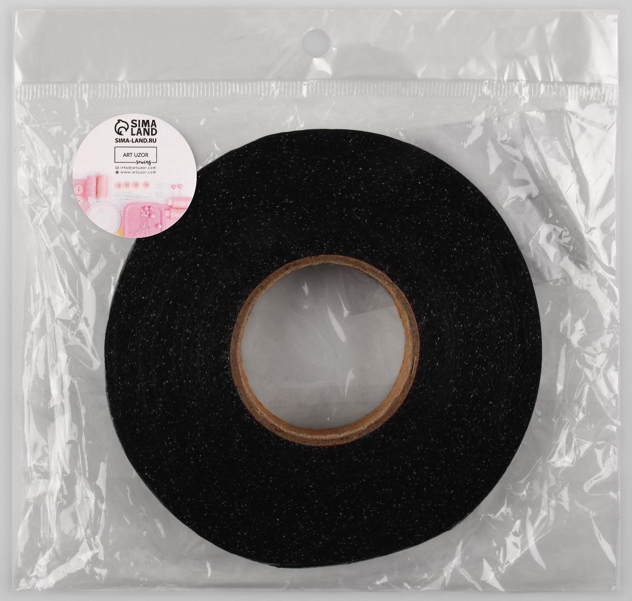 Лента клеевая нитепрошивная по долевой, 38г/кв.м, 15 мм × 50 м, цвет чёрный