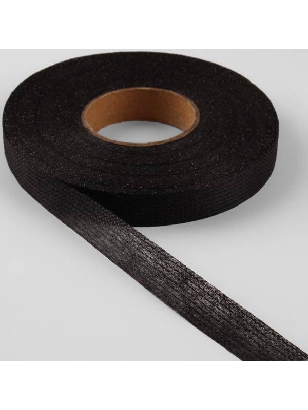 Лента клеевая нитепрошивная по долевой, 38г/кв.м, 15 мм × 50 м, цвет чёрный