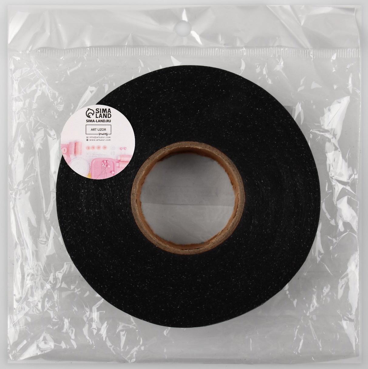 Лента клеевая нитепрошивная по долевой, 38г/кв.м, 20 мм × 50 м, цвет чёрный