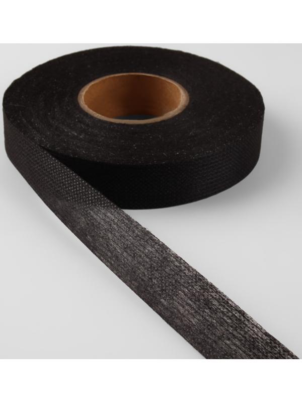 Лента клеевая нитепрошивная по долевой, 38г/кв.м, 20 мм × 50 м, цвет чёрный