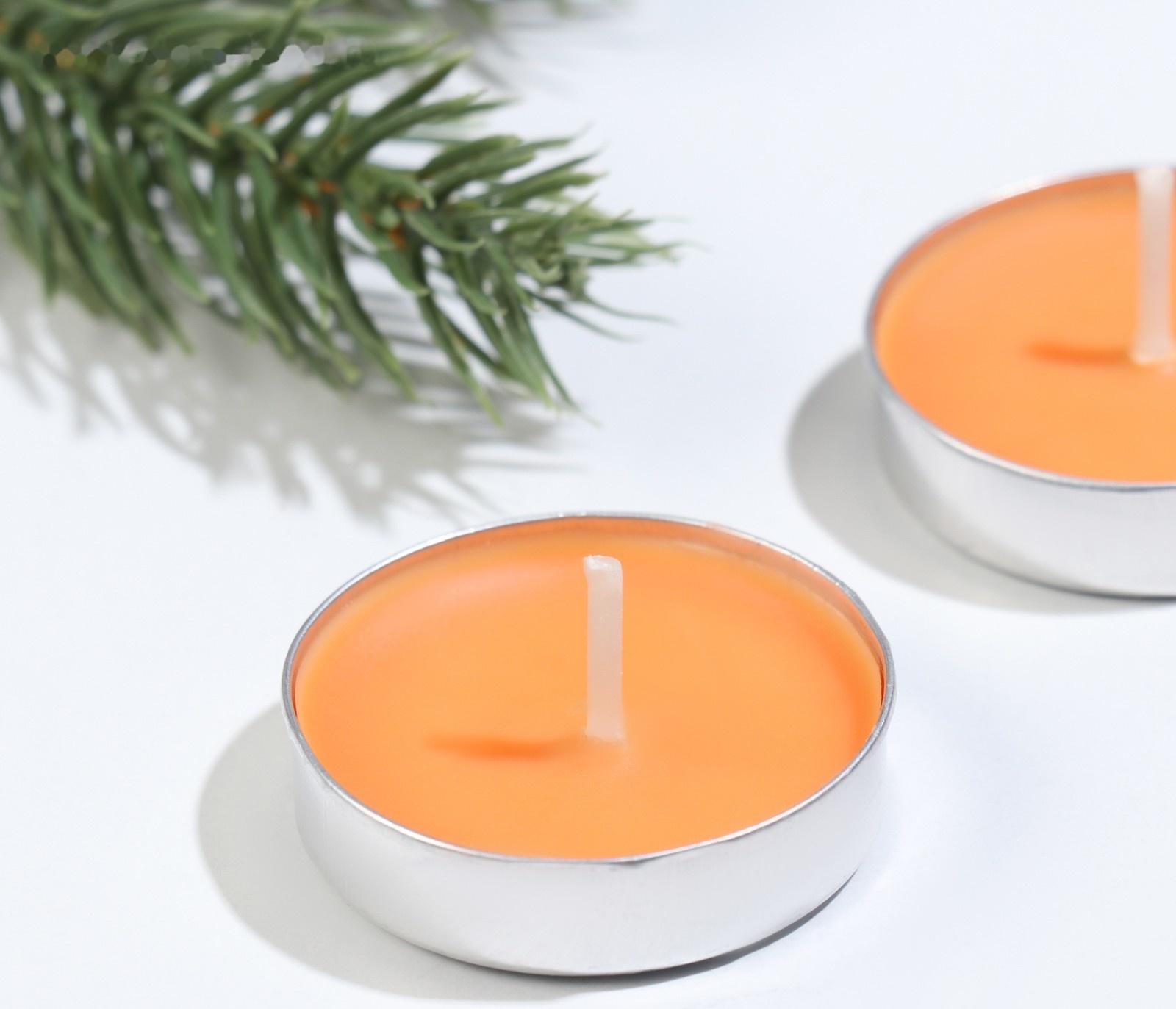 Набор свечей чайных ароматических, 6 шт, апельсин, Новый год