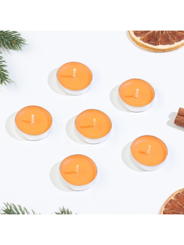 Набор свечей чайных ароматических, 6 шт, апельсин, Новый год