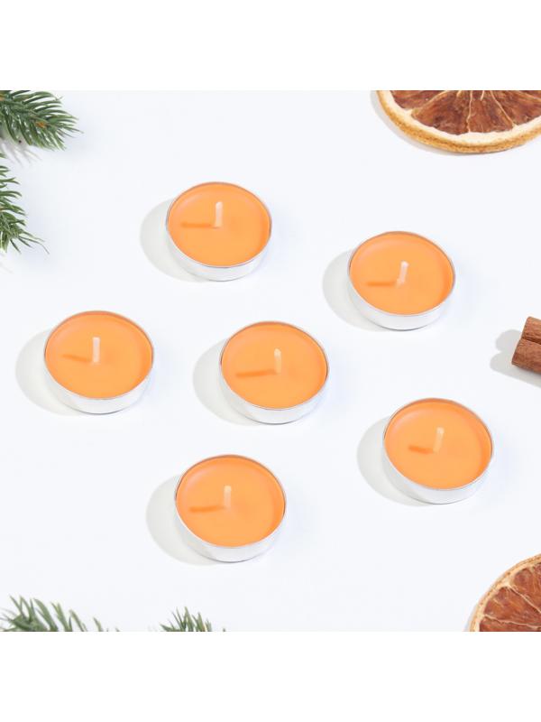 Набор свечей чайных ароматических, 6 шт, апельсин
