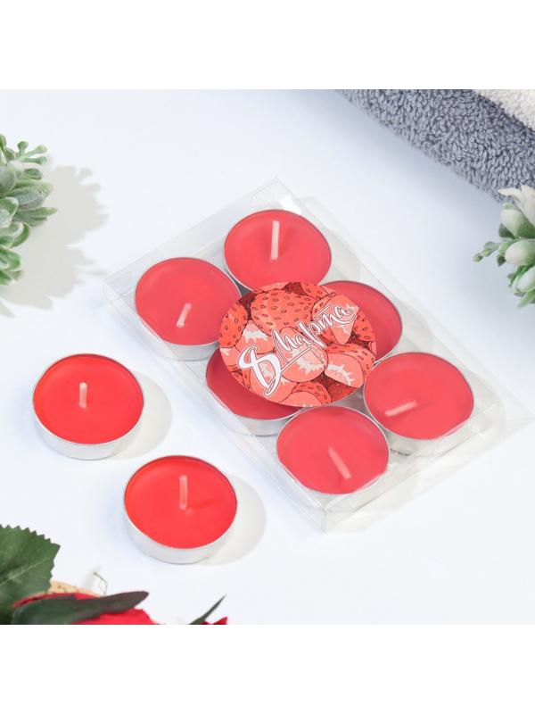 Набор свечей чайных ароматических, 6 шт, клубника, 8 марта