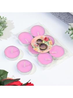 Набор свечей чайных ароматических, 6 шт, роза, 8 марта