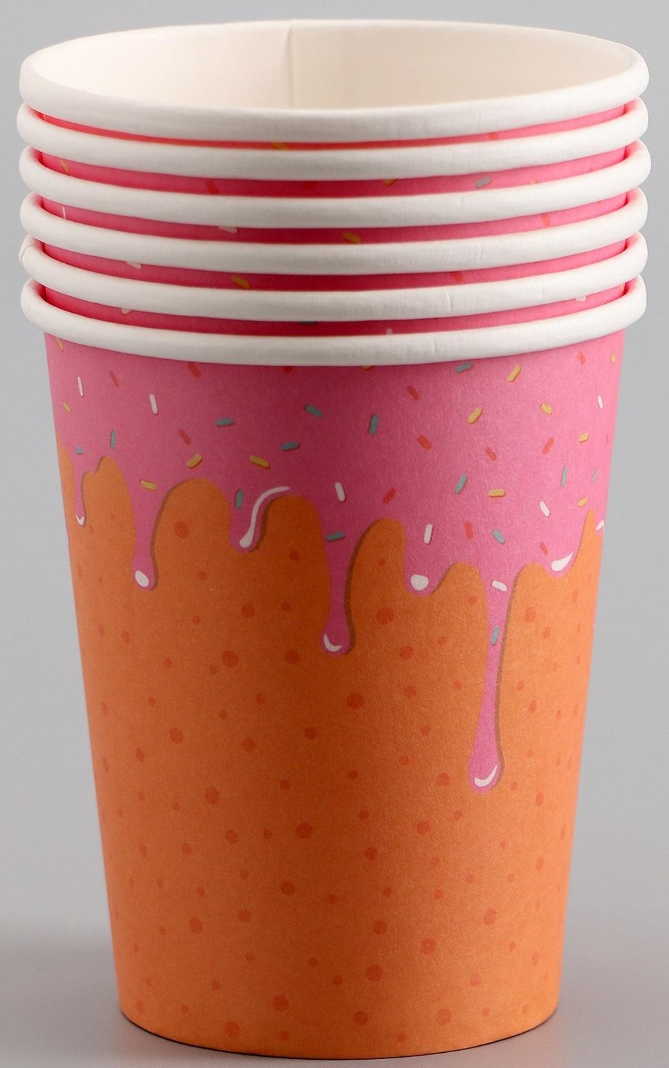 Стаканы бумажные «Пончик», 6 шт.