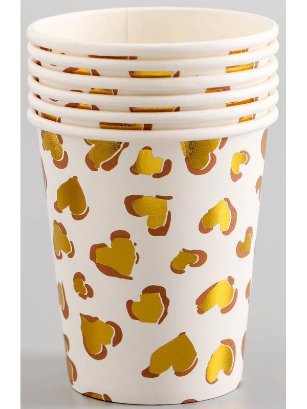 Стаканы бумажные «Золотые сердца», 6 шт.