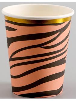 Стаканы бумажные «Полоски», 6 шт., цвет розовый