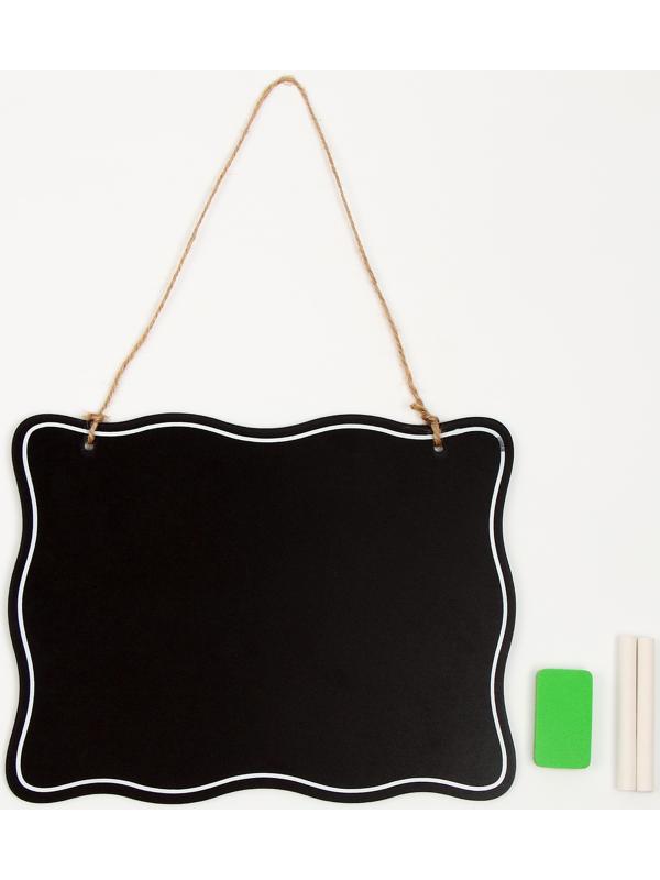 Доска меловая для рисования и записей двухсторонняя, 26 × 20 × 0,5 см, набор мелков + губка