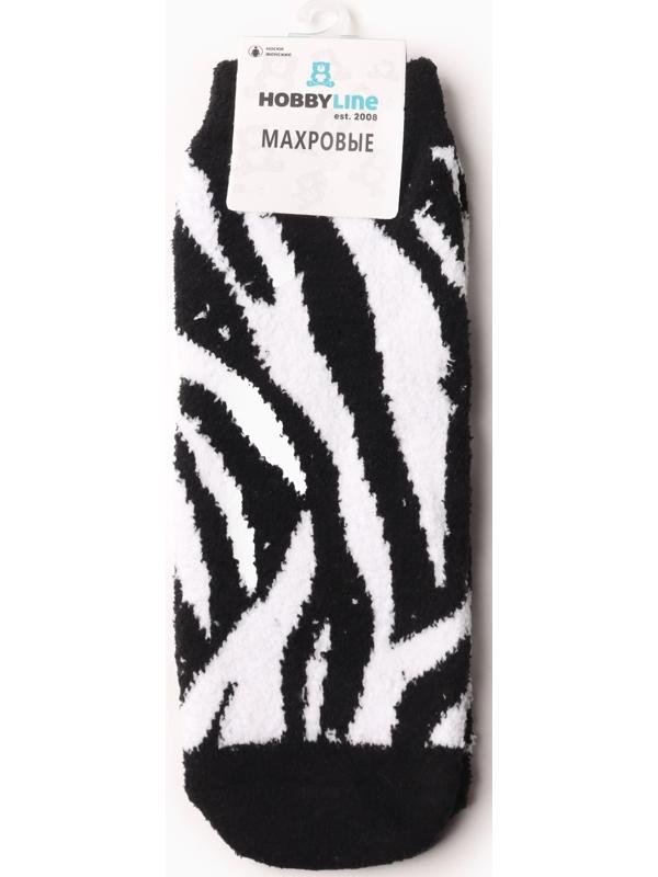 Носки женские махровые «Зебра», цвет чёрный/белый, размер 36-40